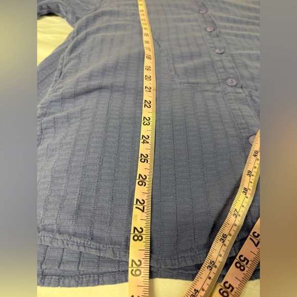 Iridium Womens Jacket Shirt Button Up Minimalist Top Periwinkle Pockets Size M - Picture 8 of 9